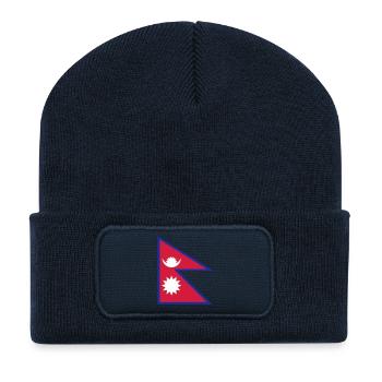 Nationalflagge von Nepal - Recycelte Patch Beanie - French Navy - Vorne