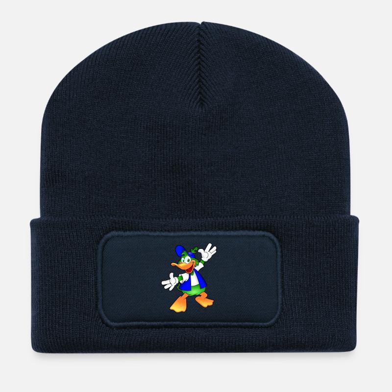 Lustiges Enten Shirt Motiv Comic Stil - Recycelte Patch Beanie - French Navy