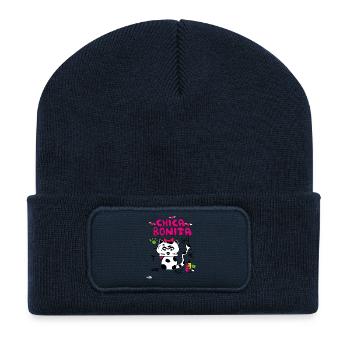 cat « chica bonita » - Beanie recyclé à patch - bleu marine - Devant
