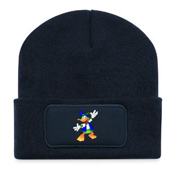 bande dessinée de canard - Beanie recyclé à patch - bleu marine - Devant