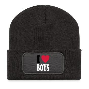 I love BOYS - Recycelte Patch Beanie - Dunkelgrau - Vorne