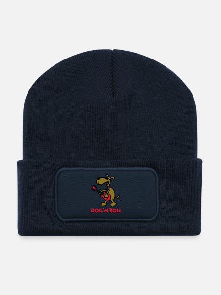 dog_n_roll_b_3c_white - Beanie recyclé à patch - bleu marine