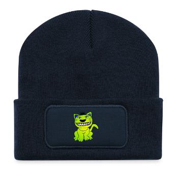 Katze - Cat - Recycelte Patch Beanie - French Navy - Vorne