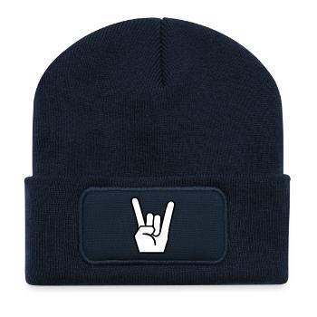 Pommesgabel Metal Geschenkidee - Recycelte Patch Beanie - French Navy - Vorne