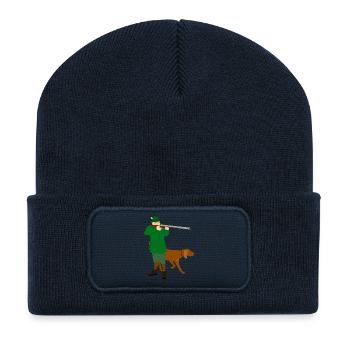 Hunter with dog - Recycled Patch Beanie - french navy - Front