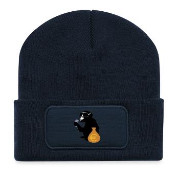 Euro singe - Beanie recyclé à patch - bleu marine - Devant