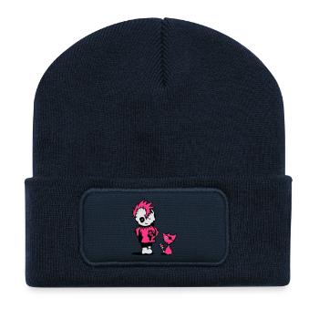 Ein kleiner Punk mit einer kleinen Katze - Recycelte Patch Beanie - French Navy - Vorne