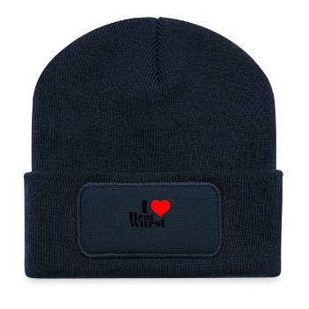 I love Bratwurst - Recycelte Patch Beanie - French Navy - Vorne