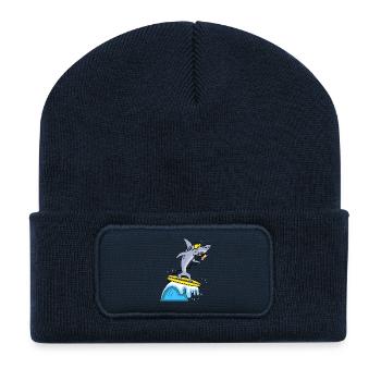 Requin surfeur - Beanie recyclé à patch - bleu marine - Devant