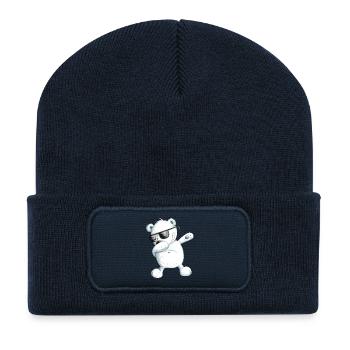 Dabbender Ours polaire I Dab Dance Animaux I Dabbing Bear - Beanie recyclé à patch - bleu marine - Devant