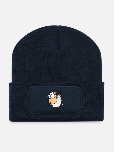 Schaf am winken - Recycelte Patch Beanie - French Navy