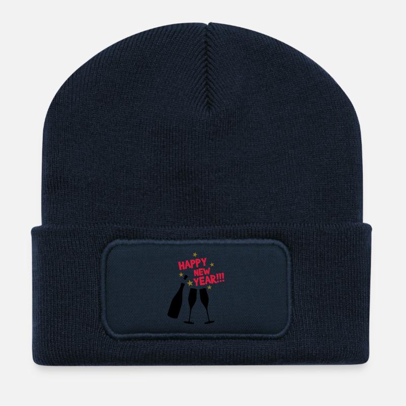 Happy New Year - Glückliches neues Jahr - Recycelte Patch Beanie - French Navy
