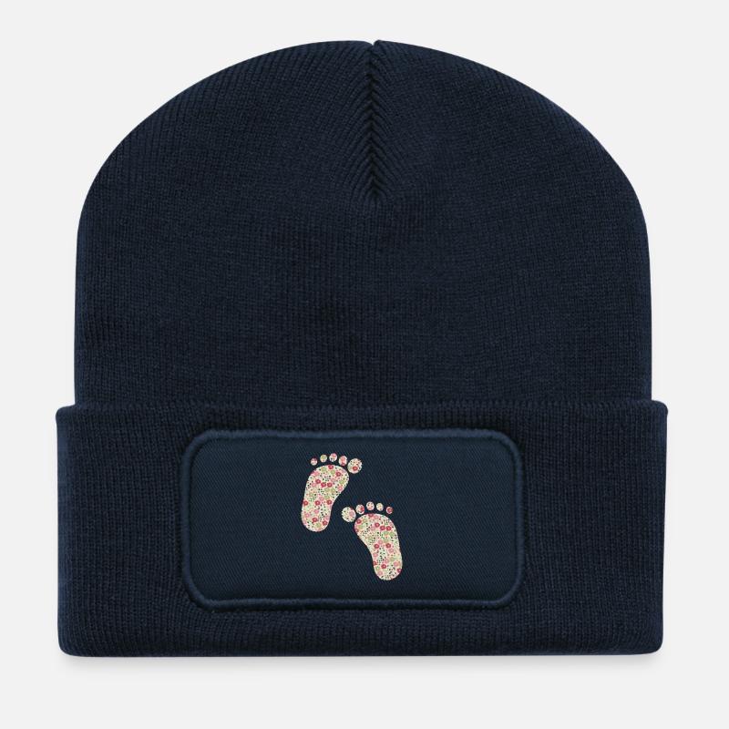 Liberty Fußabdrücke rosa - Recycelte Patch Beanie - French Navy