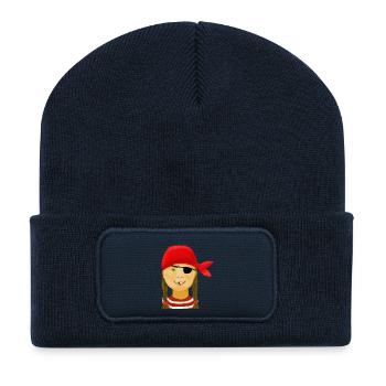 Piratenmädchen ohne Zahn - Recycelte Patch Beanie - French Navy - Vorne