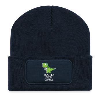 Tea Rex drink Coffee - funny Design - Recycled Patch Beanie - french navy - Front