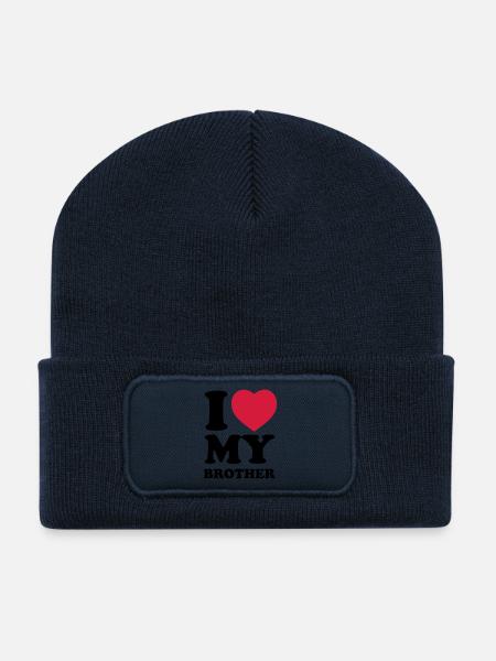 I love my brother - Beanie recyclé à patch - bleu marine