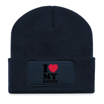 I love my sister - Recycelte Patch Beanie - French Navy - Vorne