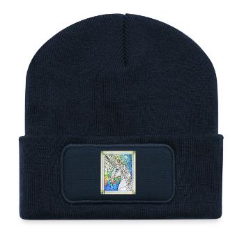 Licorne dans le verre - Beanie recyclé à patch - bleu marine - Devant