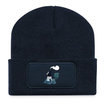 Haexenhaus mit Katze - Recycelte Patch Beanie - French Navy - Vorne