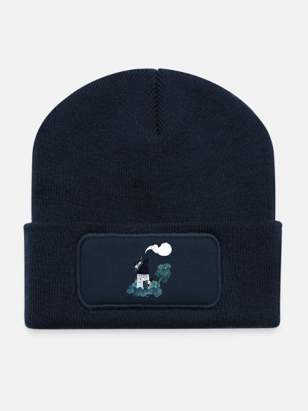 Haexenhaus mit Katze - Recycelte Patch Beanie - French Navy