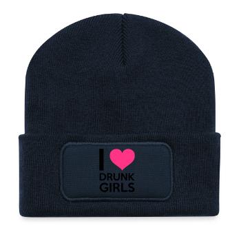I Love Drunk Girls - Beanie recyclé à patch - bleu marine - Devant