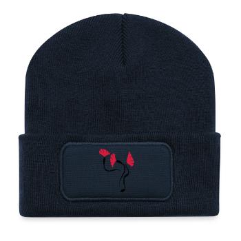 poppies_flowers - Recycled Patch Beanie - french navy - Front
