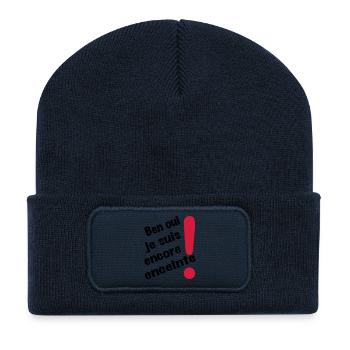 encore enceinte - Beanie recyclé à patch - bleu marine - Devant