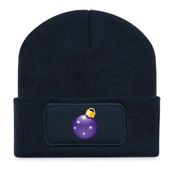 Smiley Christmas bauble - Recycled Patch Beanie - french navy - Front