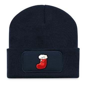 Smiley Christmas Stocking - Recycled Patch Beanie - french navy - Front