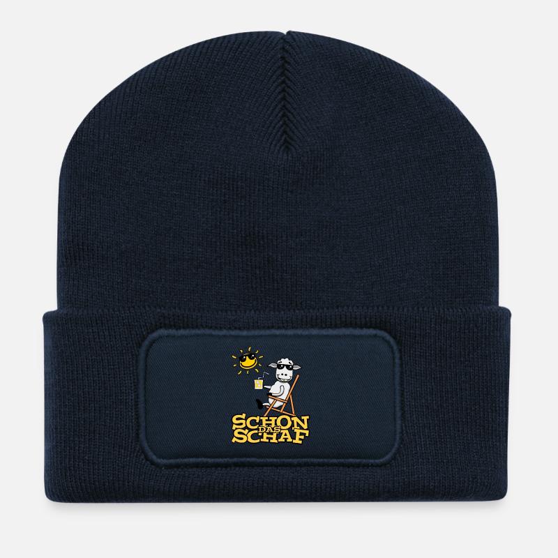 Lustiges Schaf (mit Text) - Recycelte Patch Beanie - French Navy