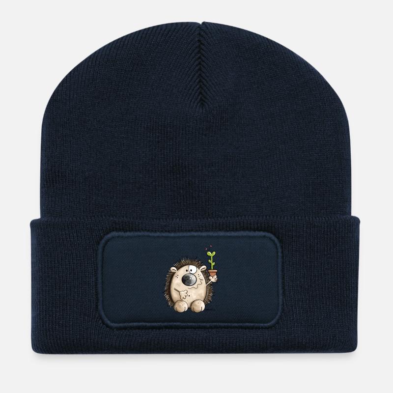 Igel mit Kaktus - Recycelte Patch Beanie - French Navy