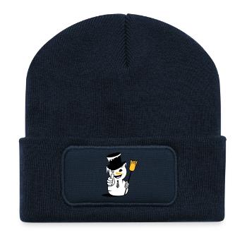 Un bonhomme de neige cool avec le pouce vers le haut - Beanie recyclé à patch - bleu marine - Devant