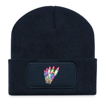 Feuerwerk / Raketen - Recycelte Patch Beanie - French Navy - Vorne
