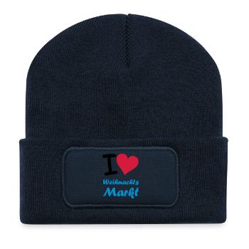 i_love_weihnachtsmarkt_2 - Recycelte Patch Beanie - French Navy - Vorne