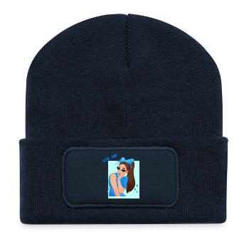 Reine des paillettes - Beanie recyclé à patch - bleu marine - Devant