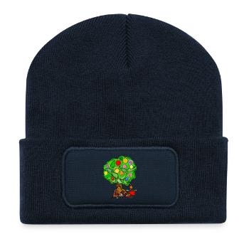 Arbre de vie - Beanie recyclé à patch - bleu marine - Devant