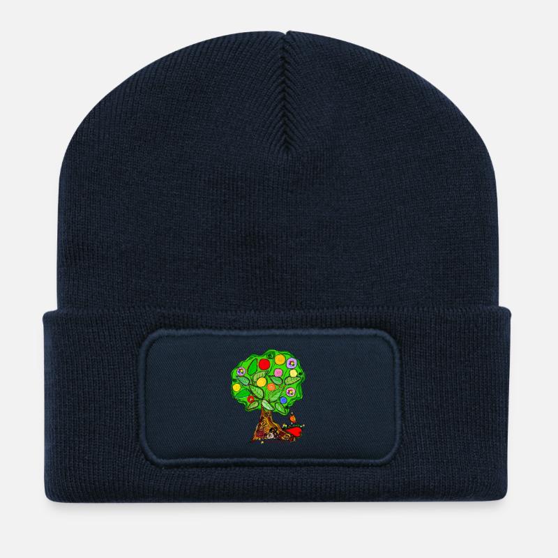 Arbre de vie - Beanie recyclé à patch - bleu marine