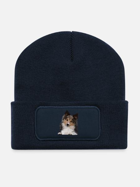 Dani, der Sheltie - Recycelte Patch Beanie - French Navy