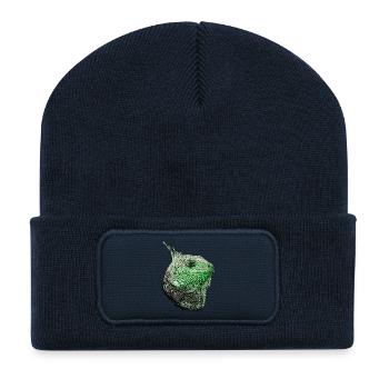 leguane, Leguankopf, beste reptilien kleidung - Recycelte Patch Beanie - French Navy - Vorne
