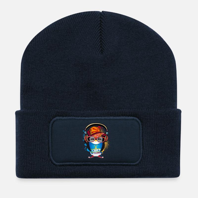 niedlicher Pinguin als Hip Hopper im coolen Outfit - Recycelte Patch Beanie - French Navy