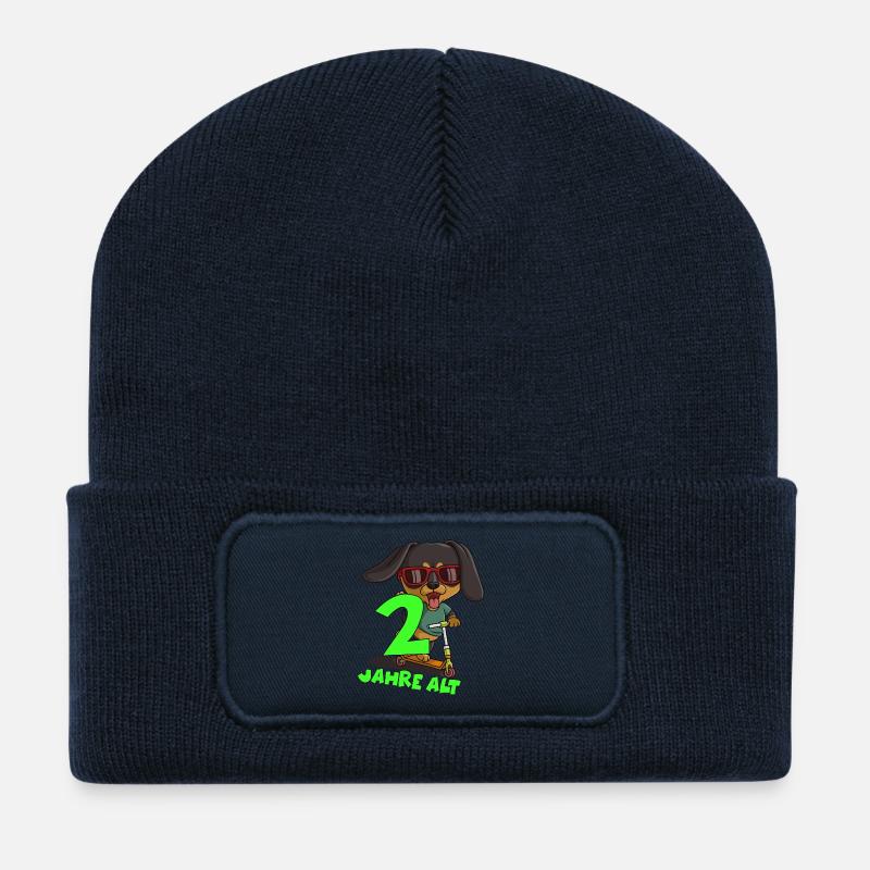 Humorvoller Hund mit Zahlenmotiv - Recycelte Patch Beanie - French Navy