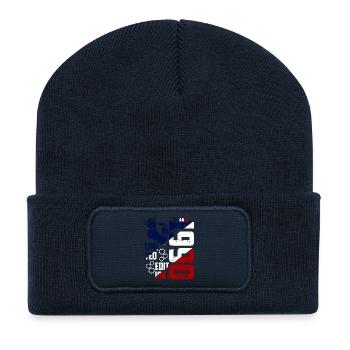 1990 Naissance en France - Beanie recyclé à patch - bleu marine - Devant