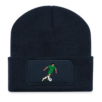 Teamgeist Grün Fußball Action - Recycelte Patch Beanie - French Navy - Vorne