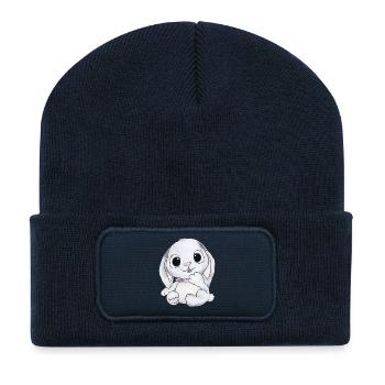 häschen in grau - Recycelte Patch Beanie - French Navy - Vorne