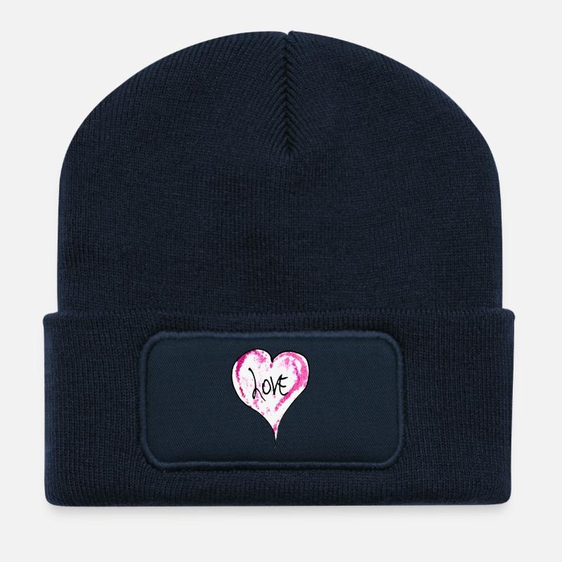 PINK LOVE - Recycled Patch Beanie - french navy