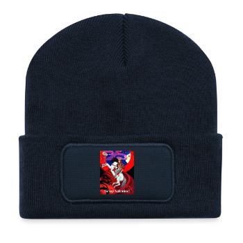 Asie - Le samouraï est à la recherche de sa Saint-Valentin! - Beanie recyclé à patch - bleu marine - Devant