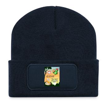 Der frühe Vogel fängt den Wurm Frühaufsteher Shirt - Recycelte Patch Beanie - French Navy - Vorne