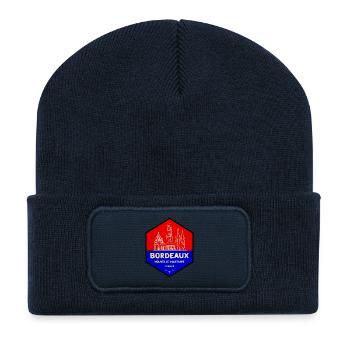 Bordeaux Wappen Rot Blau - Recycelte Patch Beanie - French Navy - Vorne