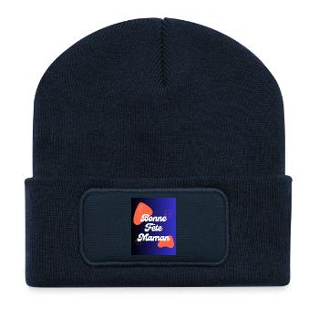 FÊTE DES MÈRES,BONNE FÊTE MAMAN,MAMAN,MAMIE - Beanie recyclé à patch - bleu marine - Devant