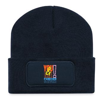 You & Me Forever love declaration - Recycled Patch Beanie - french navy - Front